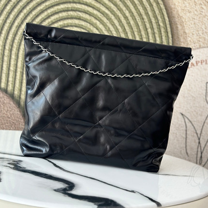 小香风真皮迷你22bag中大号垃圾袋包 购物袋菱格链条单肩托特女包