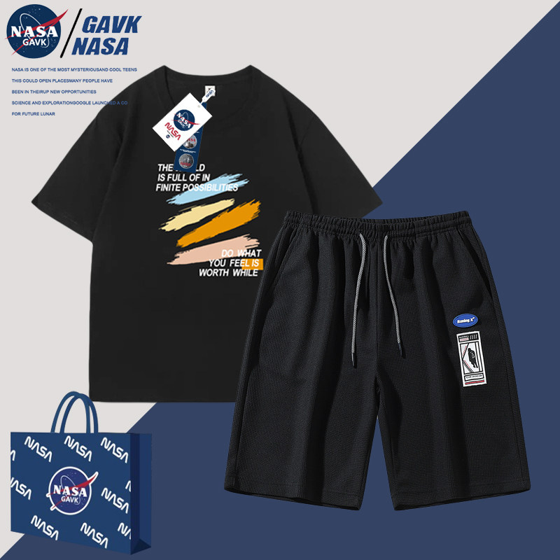 NASA GAVK纯棉休闲运动套装男春夏季宽松情侣外套潮牌运动装女