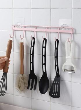 kitchen hook non-trace glue six hooks wall hanging steel