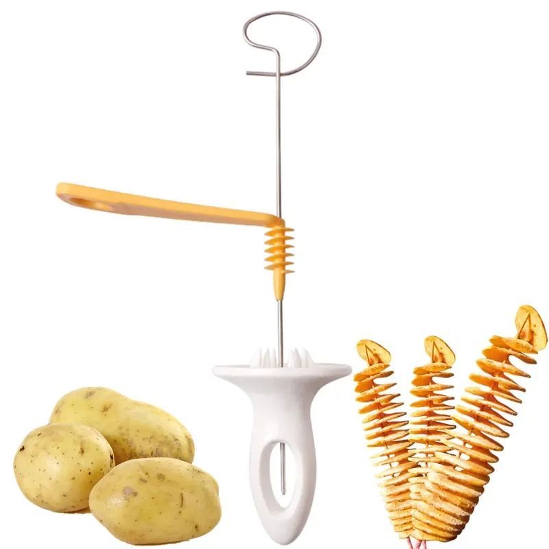 1Set Stainless Steel Plastic Rotate Potato Slicer Twisted Po