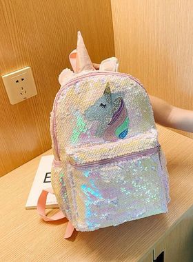 Unicorn Sequin Backpack Cartoon School Bag For Kids School B