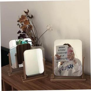 mirror makeup desktop wooden sided2021 Mirror single female