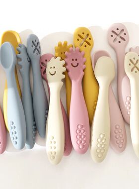 3PCS Cute Baby Learning Spoons Utensils Set Newborn Feeding