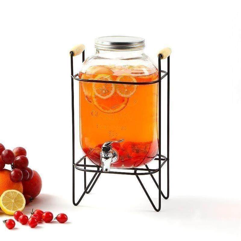 Lead free glass jar with a bottle of wine juice household
