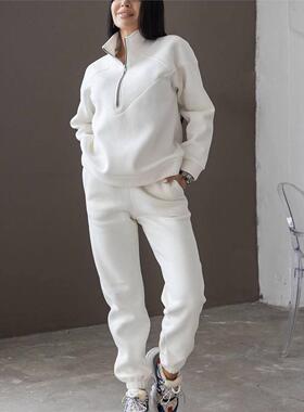2022 hooded sweater 2-piece fleece casual suit women