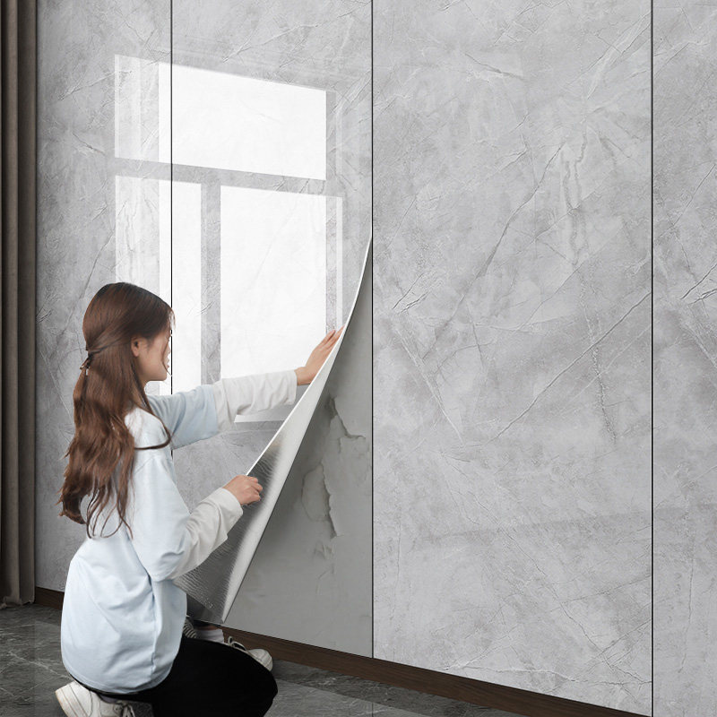 pvc铝塑板自粘仿瓷砖墙贴大理石纹贴纸电视背景墙壁纸墙面装饰板