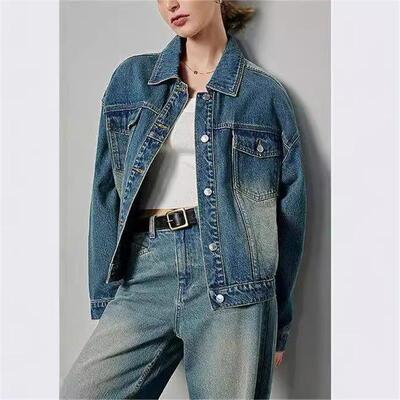 港风复古牛仔外套女小个子宽松百搭美式春秋长袖夹克上衣ins潮