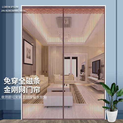 金刚网全磁条防蚊门帘免打孔