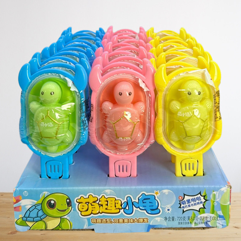 儿童创意卡通乌龟造型果冻蘸跳跳糖分享小朋友趣味糖果零食批发