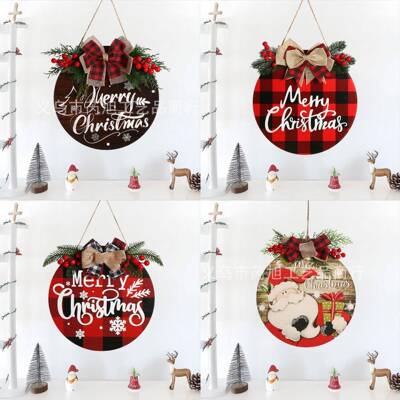 跨境热卖 Merry Christmas木质挂牌 圣诞节门牌装饰 派对聚会挂件