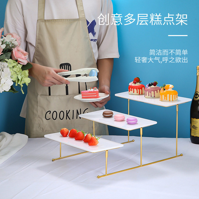 酒店自助餐台糕点架展示架三层水果托盘蛋糕点心架子冷餐甜点摆台