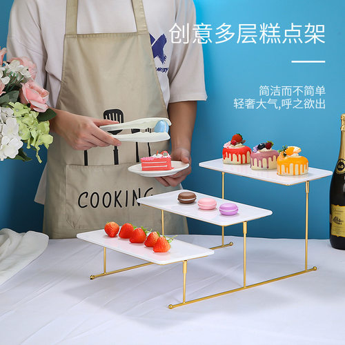 酒店自助餐台糕点架展示架三层水果托盘蛋糕点心架子冷餐甜点摆台