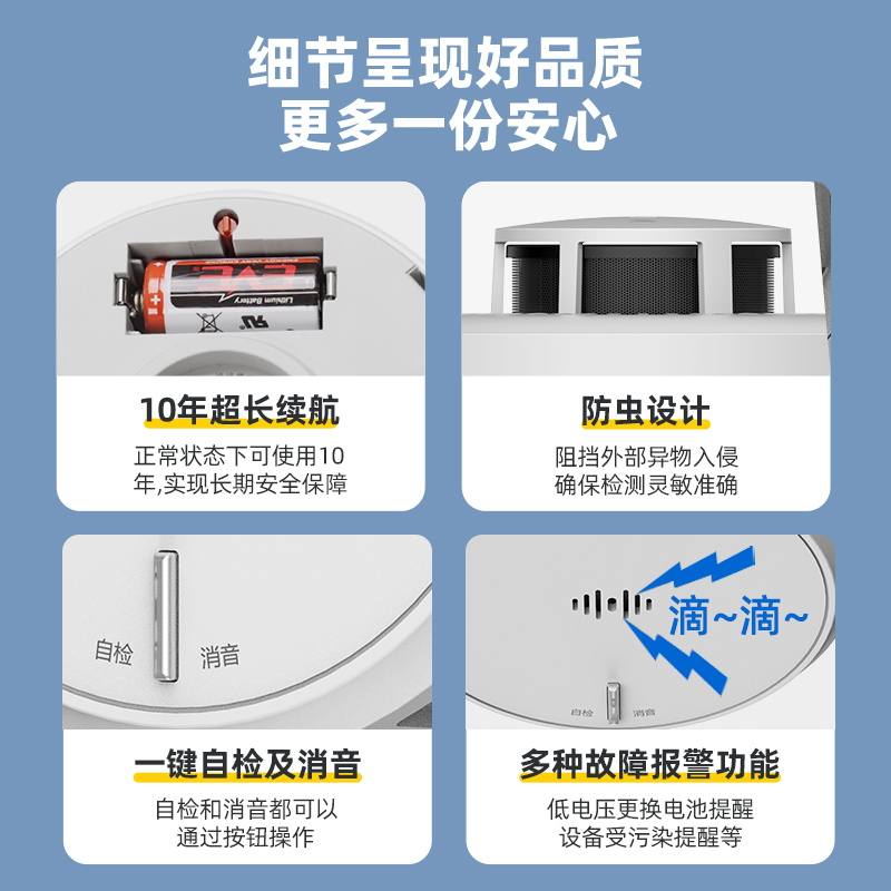 海康威视烟雾报警器家商用室内消防火灾探测烟感应报警器消防专用