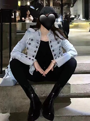 温婉同款浅蓝色短款牛仔衣外套女
