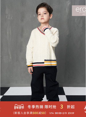 erdosKIDS 男童墨黑帅气百搭休闲收腿裤鄂尔多斯童装