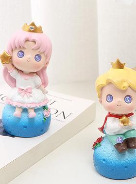 创意卡通树脂星愿小王子小公主烘培蛋糕摆件装饰可爱星球学生礼物