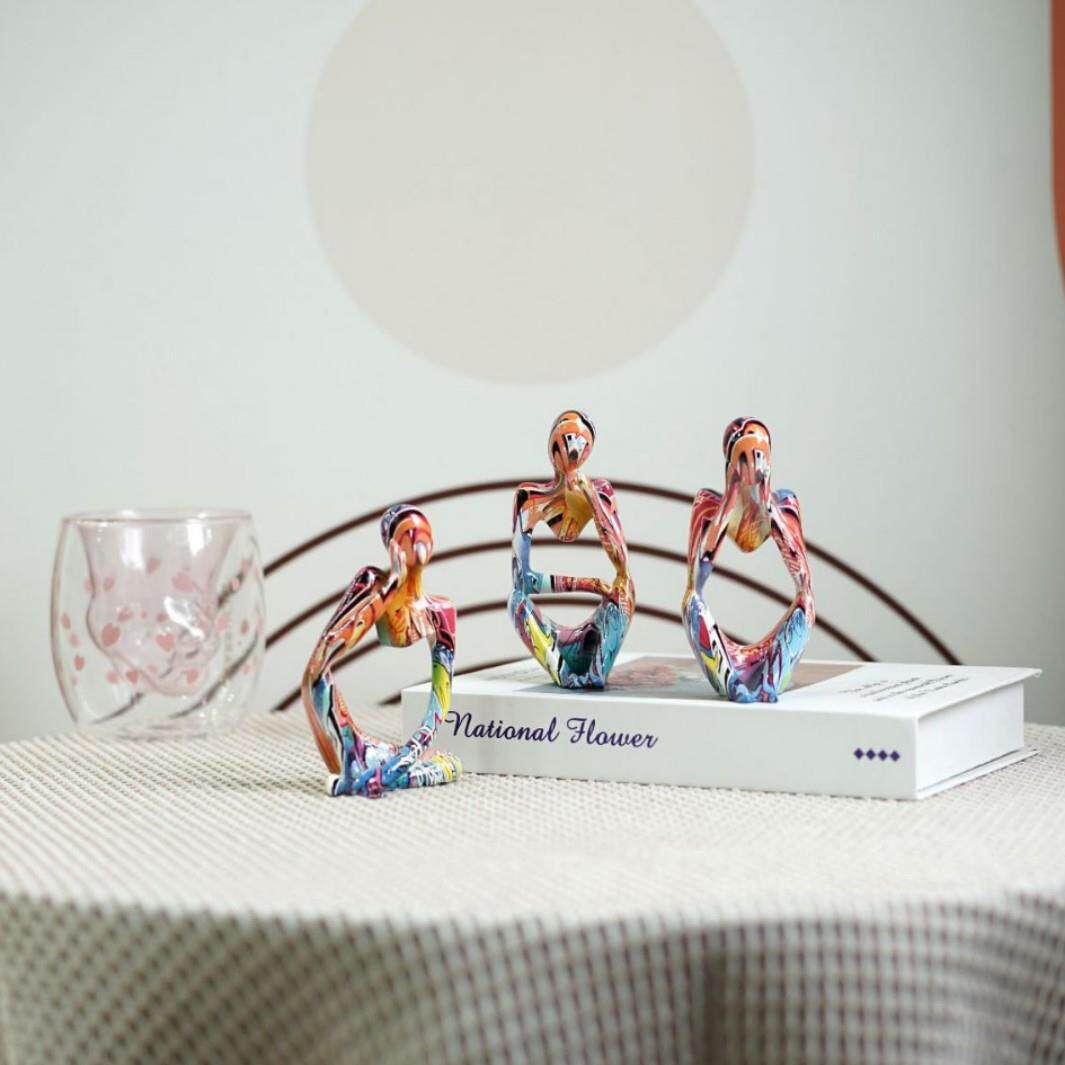 炫彩迷你思考者小摆件雕塑客厅玄关酒柜人物桌面艺术品工艺品