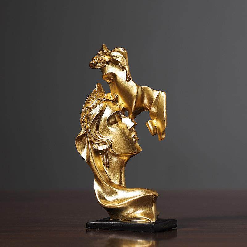 创意抽象艺术情侣摆件客厅酒柜书房装饰品人物雕塑工艺品结婚礼物