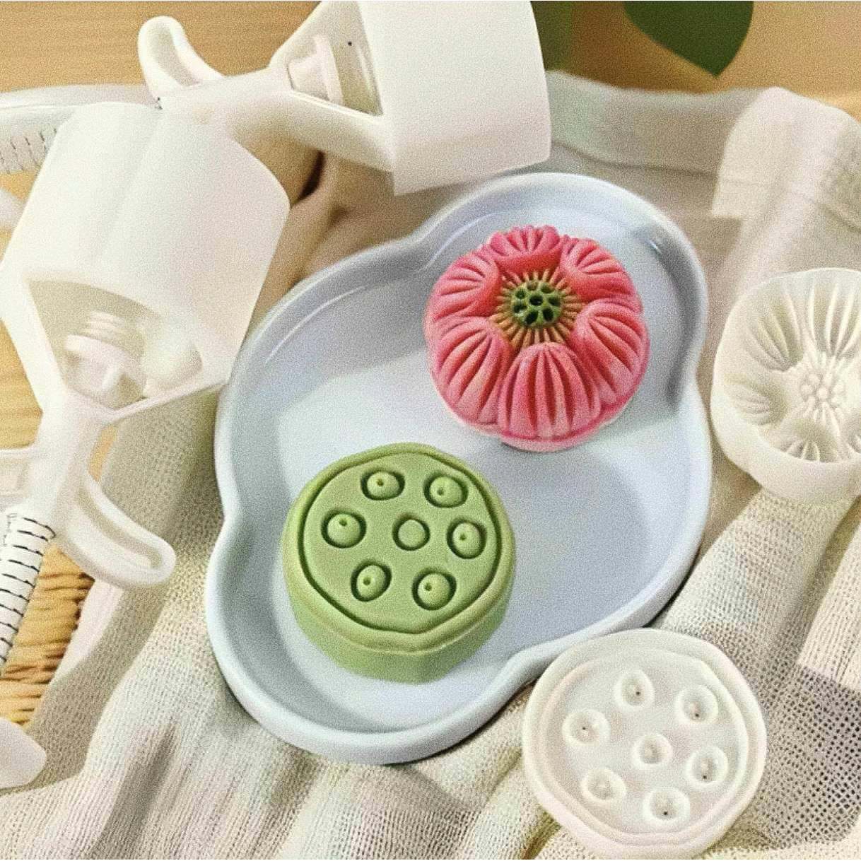 50克75克莲蓬莲子月饼模具荷花手压式立体广式烘焙工具