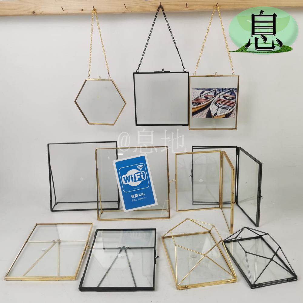 包邮纯手工打造铜相框婚纱照摆台几何玻璃相框干花标本夹,家居饰品,装饰摆件,淘宝优惠券,粉丝福利购,淘宝优惠卷