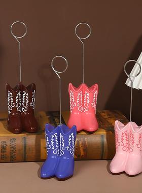 个性彩色靴子摆件创意树脂工艺品平底花纹漆皮洋气女鞋摆件