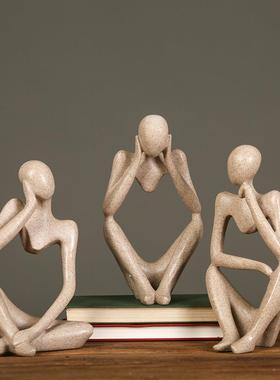 创意北欧现代简约抽象人物艺术砂岩雕塑家居客厅酒店装饰品小摆件