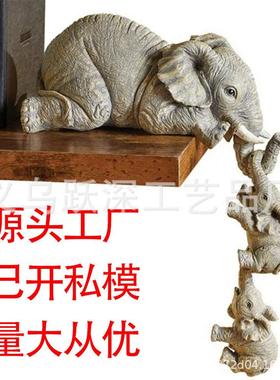 独立站树脂工艺品母爱大象树脂母亲节礼物摆件