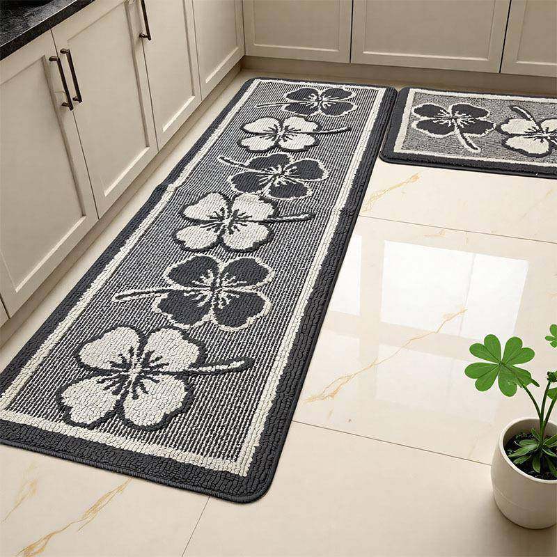 沙菲尔进门厨房地垫毯丙纶高低圈乳胶底部可机洗床边阳台卧室叶子