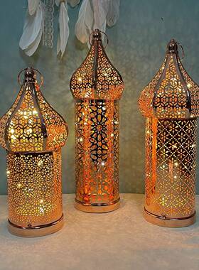 新款镂空白色led风灯 铁艺灯笼家居卧室客厅气氛围装饰灯工艺摆件