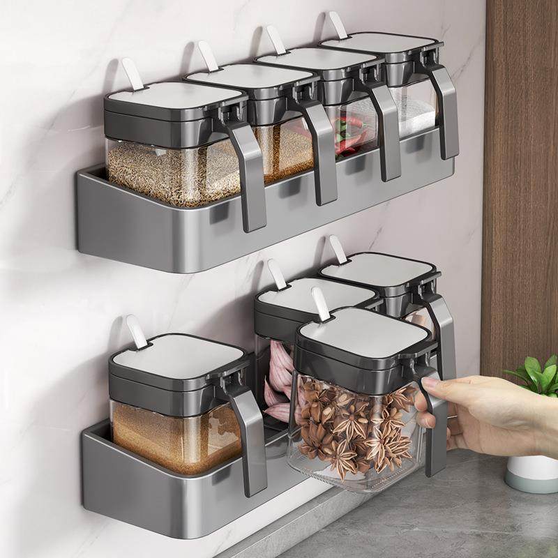 佐料调料盒置物架组合套装调味罐瓶收纳架家用厨房墙壁挂盐罐密封