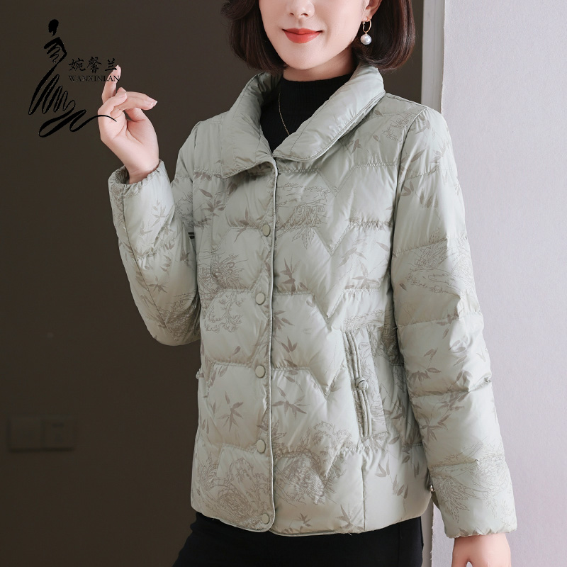 妈妈秋冬2025新款洋气短款百搭白鸭绒小棉袄中老年休闲减龄女外套