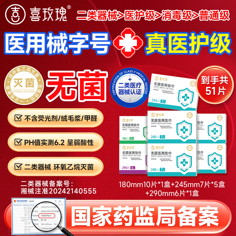 喜玫瑰医用无菌卫生巾械字号