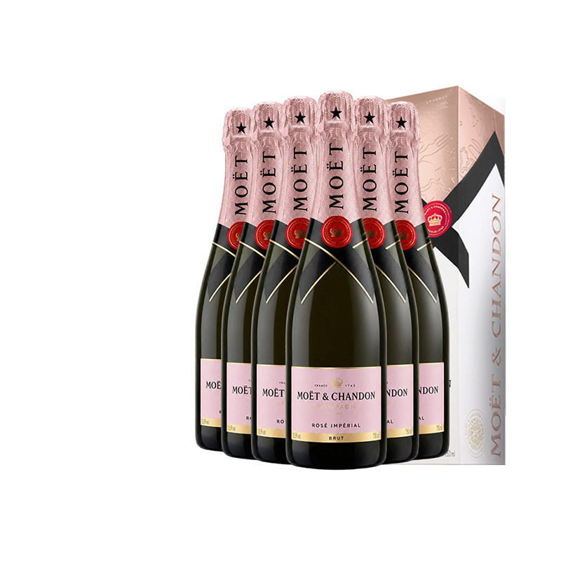 法国Moet&Chandon酩悦粉红香槟6瓶装海外进口起泡葡萄酒洋酒750ML