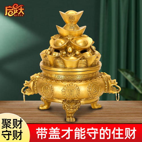 纯铜聚宝盆招财聚财摆件客厅装饰