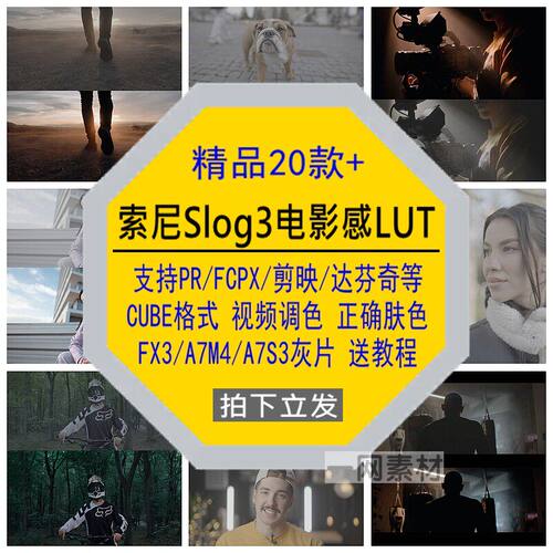 索尼Slog3商业电影感LUT视频调色FX3/A7M4/A7S3灰片正确肤色素材