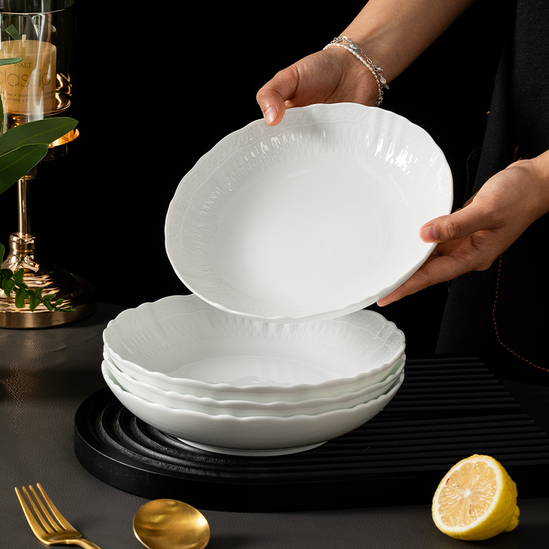 盘子家用盘子2025新款景德镇简约陶瓷创意餐具漂亮的深盘个性餐盘