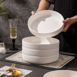 盘子菜盘家用加厚高级感碗盘餐具套装陶瓷简约菜碟子北欧深盘组合