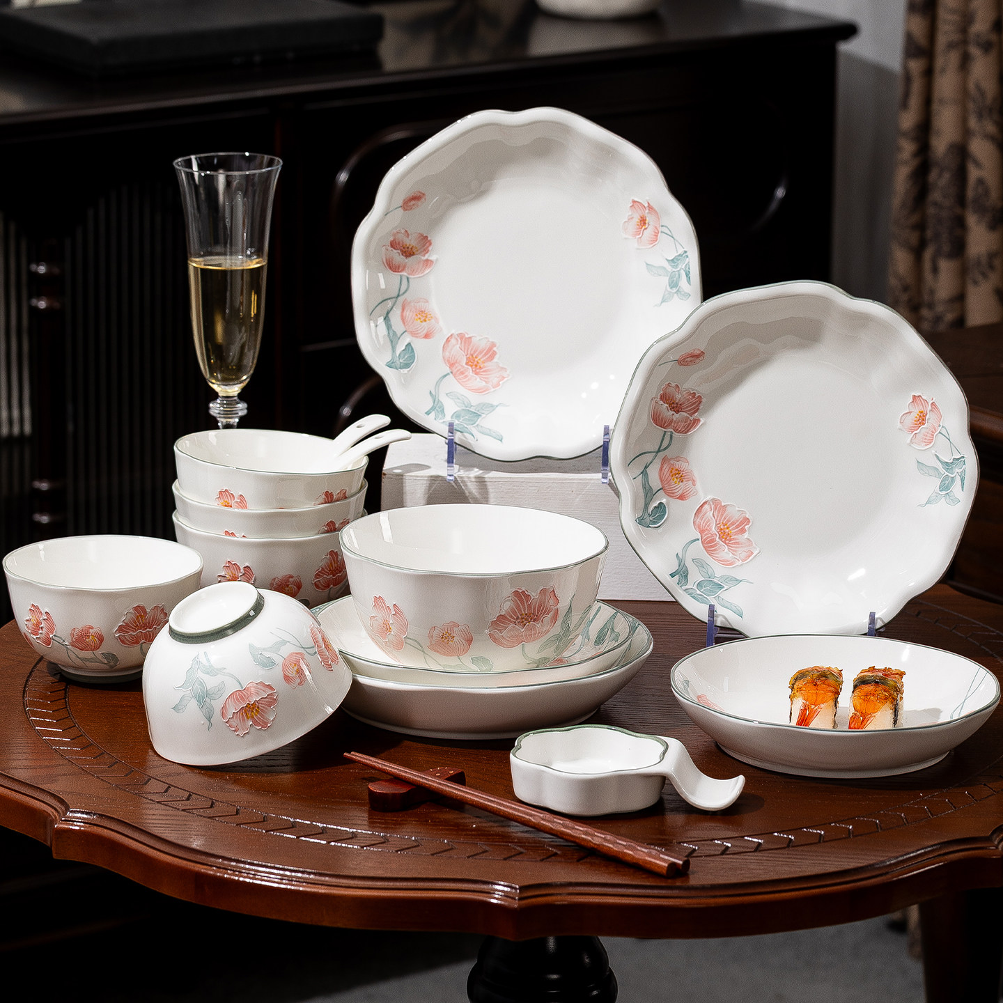 碗盘套装家用陶瓷碗碟筷餐具创意一套高颜值乔迁盘子菜盘碗具组合,餐饮具,碗,淘宝优惠券,粉丝福利购,淘宝优惠卷