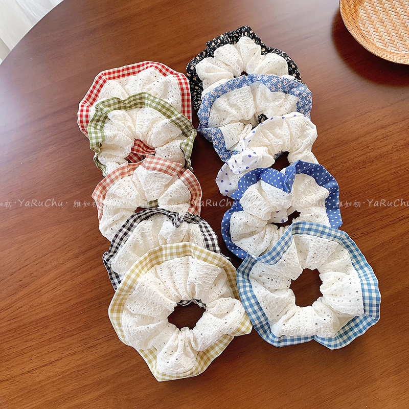 法式芭蕾风蕾丝镂空大肠发圈