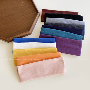 雅如初新款彩色系发带运动弹力百搭针织健身束发带简约宽边头带女