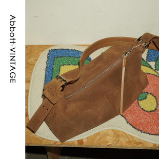 牛皮女包磨砂长款 腊肠包 托特包简约复古单肩 Vintage Abbott