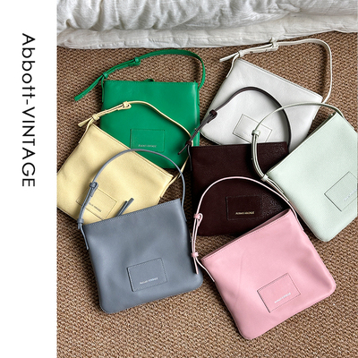 Abbott Vintage【小吐司方包】复古头层牛皮样品单肩斜挎小包轻薄