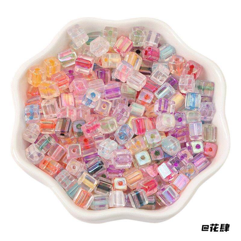 材料手工手机饰品珠帘超优染芯幻彩琉璃散珠服饰方珠热门大包装图片
