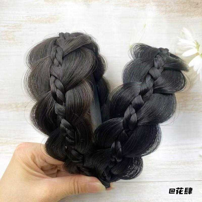 夹心鱼骨辫宽发箍压发发箍假发发箍增高颅顶鱼骨辫发箍遮发缝新款