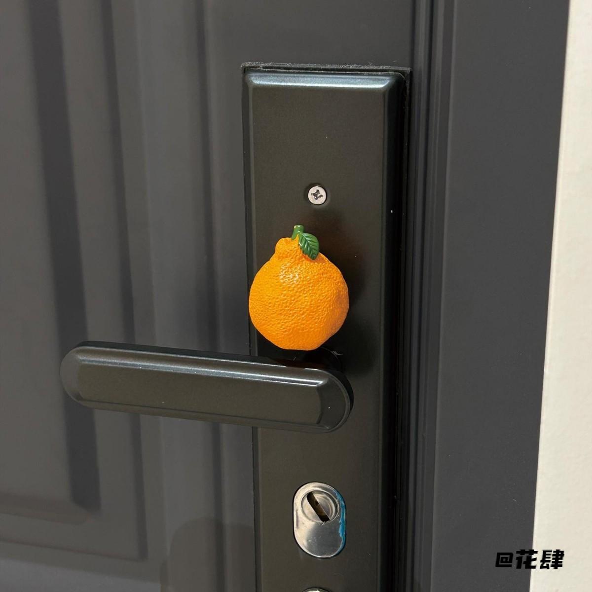 入户门门把手套冰箱贴门把手装饰玄关新家仿真水果门挂开门大桔