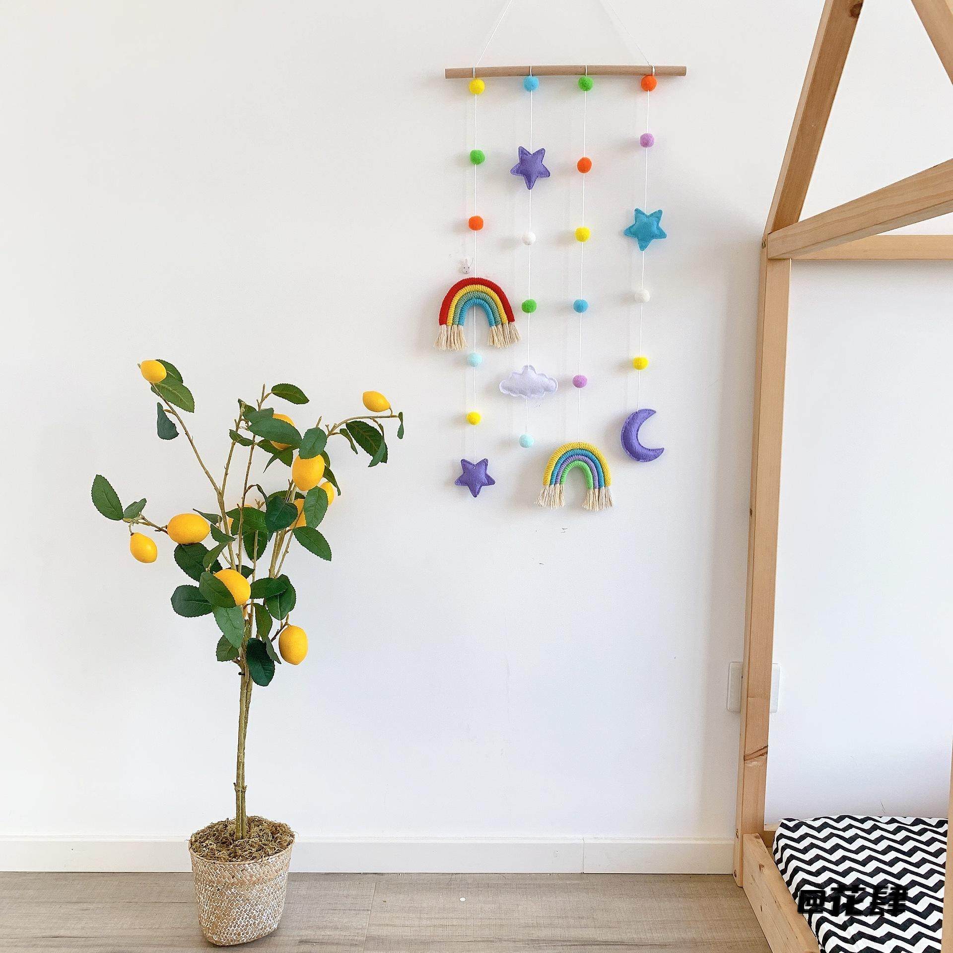 壁挂软装卡通北欧风毛球照片发夹收纳ins木棍彩虹星星月亮发夹,家居饰品,吊饰/挂饰,淘宝优惠券,粉丝福利购,淘宝优惠卷