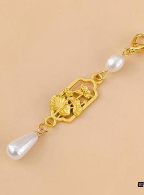 清新平安扣配饰旗袍国风diy竹节中式手工沙金吊坠服装古风挂件