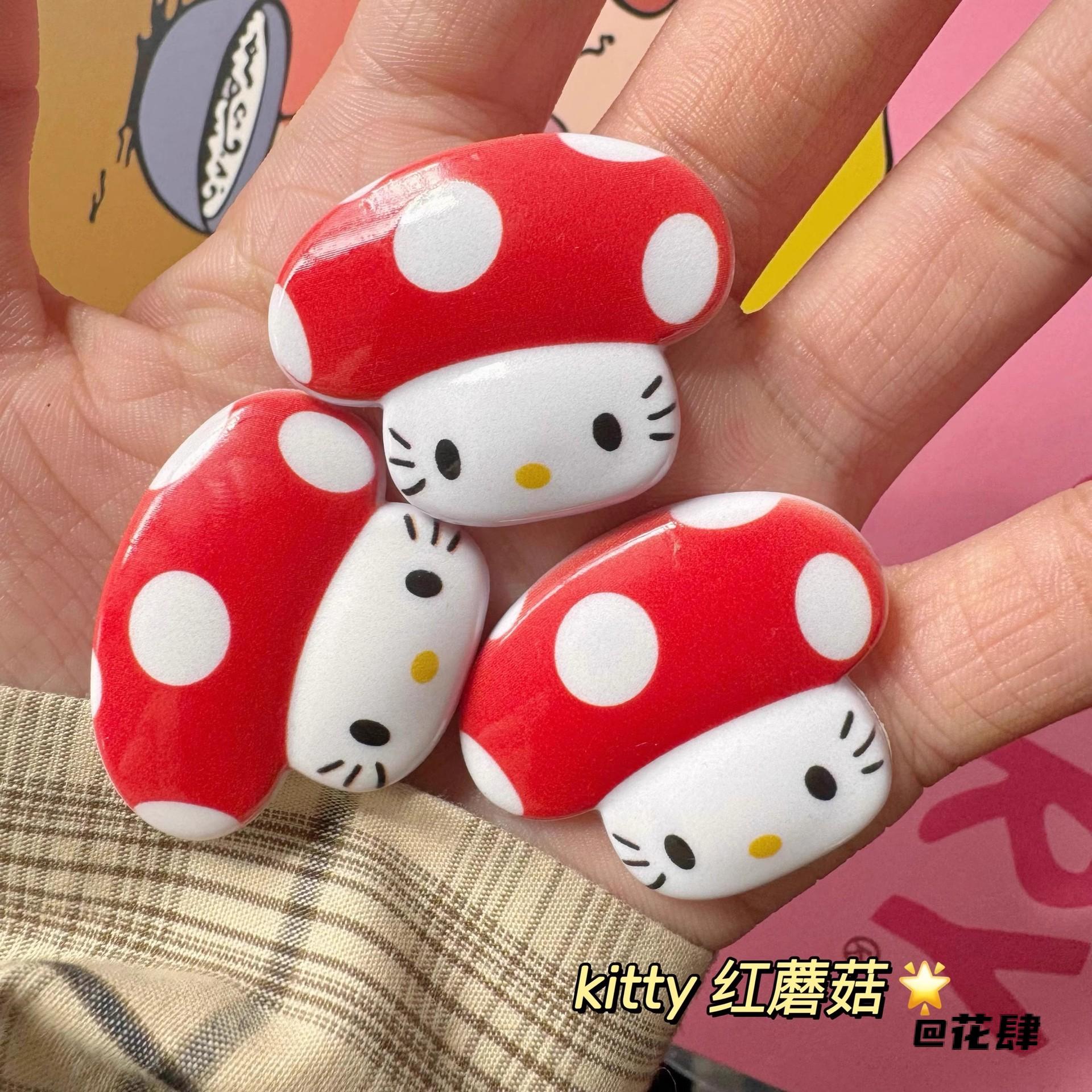 红蘑菇kt猫发夹少女心可爱红色Kitty刘海夹卡通小蘑菇童趣