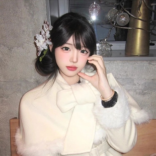 刘海夹白色高级感头花侧边日韩头饰百合花朵蝴蝶兰侧边刘海夹发饰