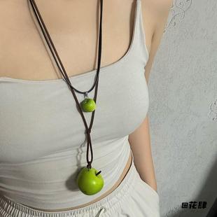 青苹果简约仿真苹果项链挂件独特女项链车挂逼真大吉大利包挂仿真